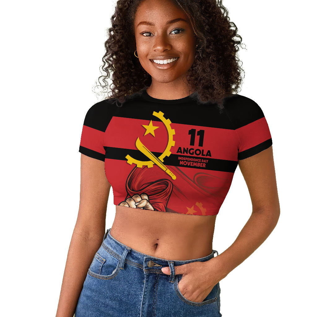 Angola Independence Day 1975 Raglan Cropped T shirt