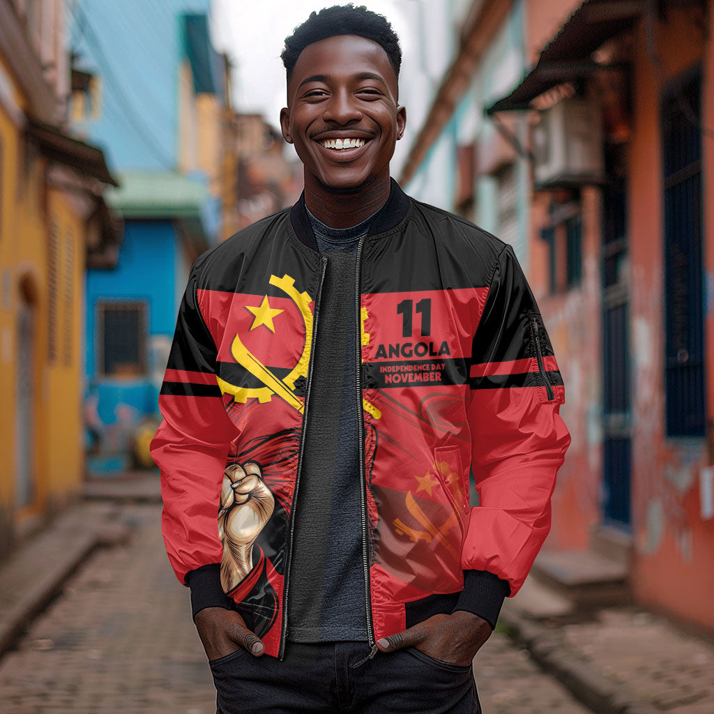 Angola Independence Day 1975 Sleeve Zip Bomber Jacket