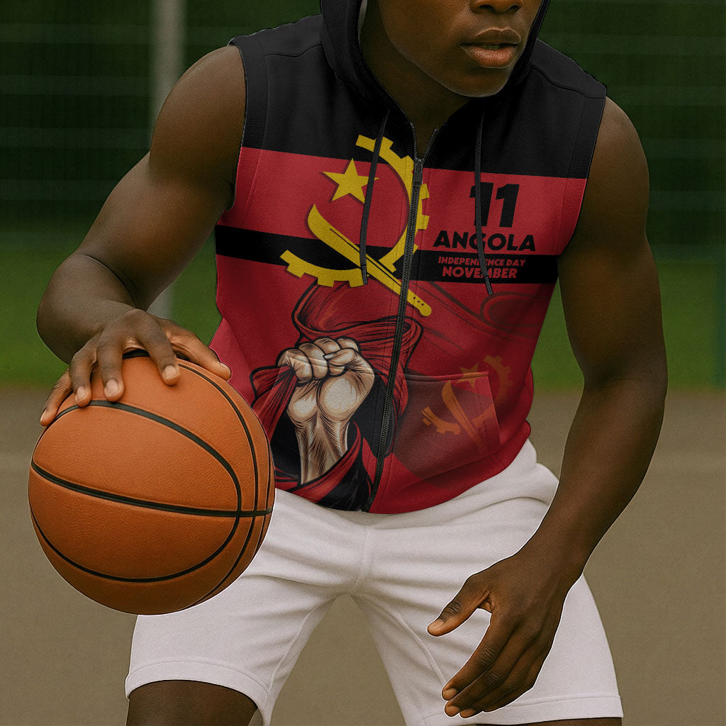 Angola Independence Day 1975 Sleeveless Zip Hoodie