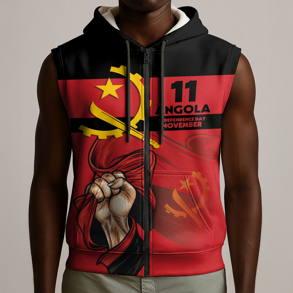 Angola Independence Day 1975 Sleeveless Zip Hoodie