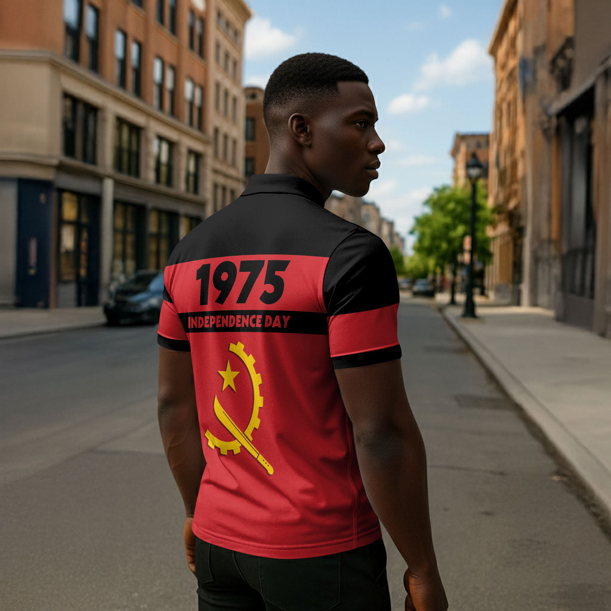 Angola Independence Day 1975 Zipper Polo Shirt