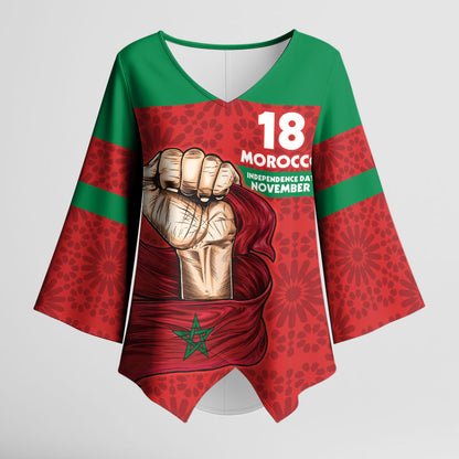 Morocco Independence Day 1956 Kimono Sleeve Blouse