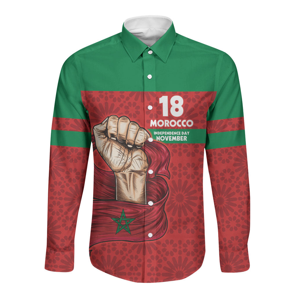 Morocco Independence Day 1956 Long Sleeve Button Shirt