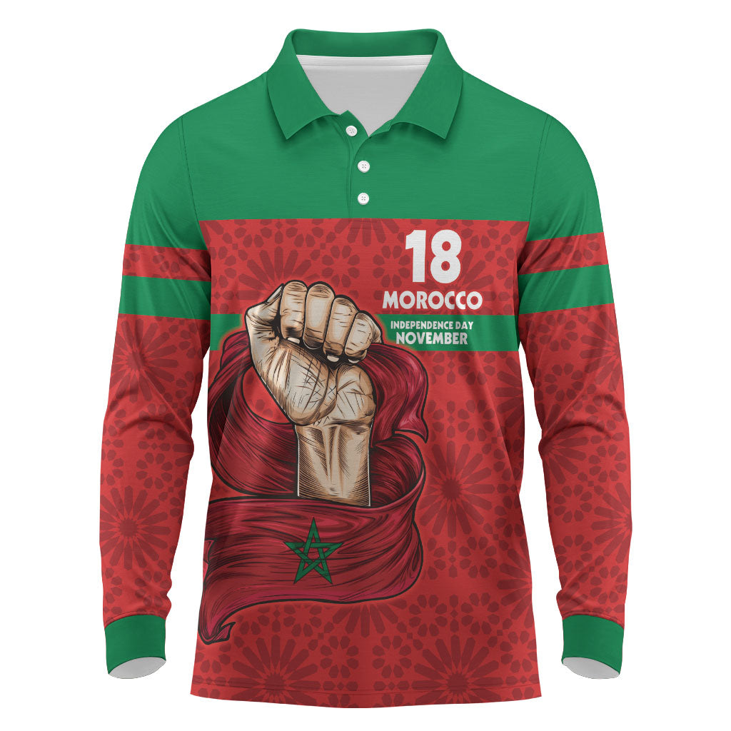 Morocco Independence Day 1956 Long Sleeve Polo Shirt