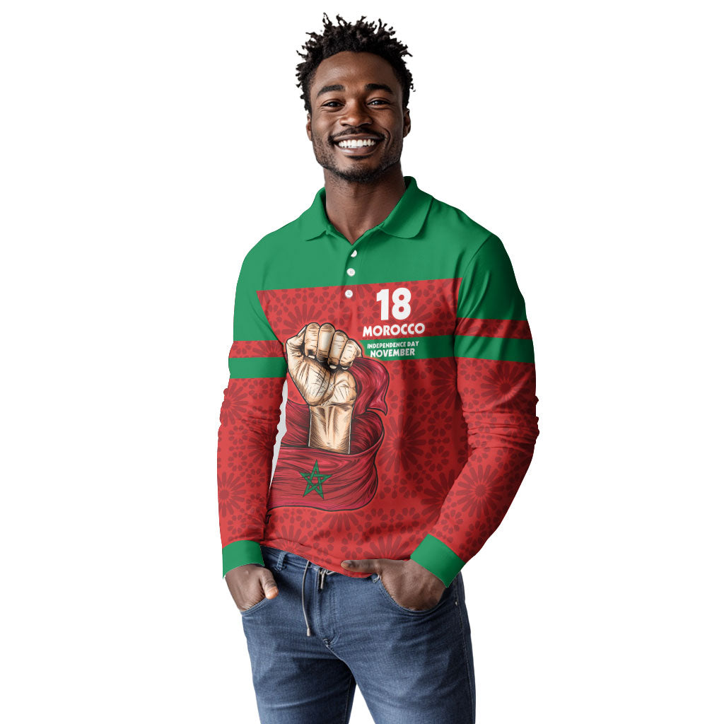 Morocco Independence Day 1956 Long Sleeve Polo Shirt
