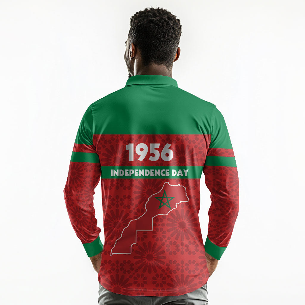 Morocco Independence Day 1956 Long Sleeve Polo Shirt