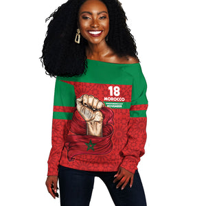Morocco Independence Day 1956 Off Shoulder Sweater