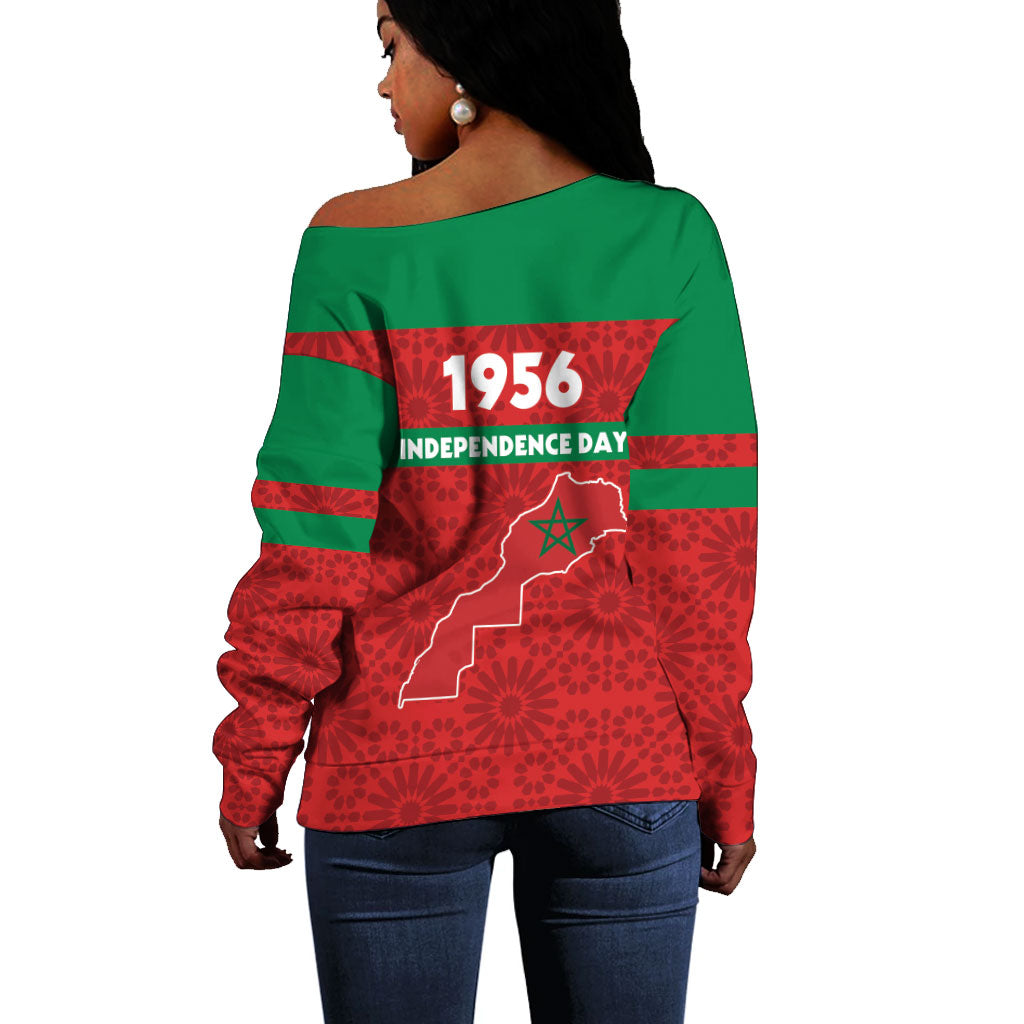 Morocco Independence Day 1956 Off Shoulder Sweater