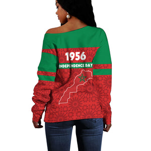Morocco Independence Day 1956 Off Shoulder Sweater