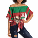 Morocco Independence Day 1956 Off Shoulder Wrap Waist Top