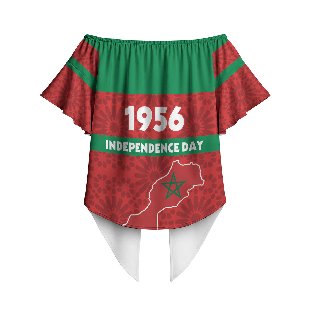 Morocco Independence Day 1956 Off Shoulder Wrap Waist Top