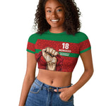 Morocco Independence Day 1956 Raglan Cropped T shirt