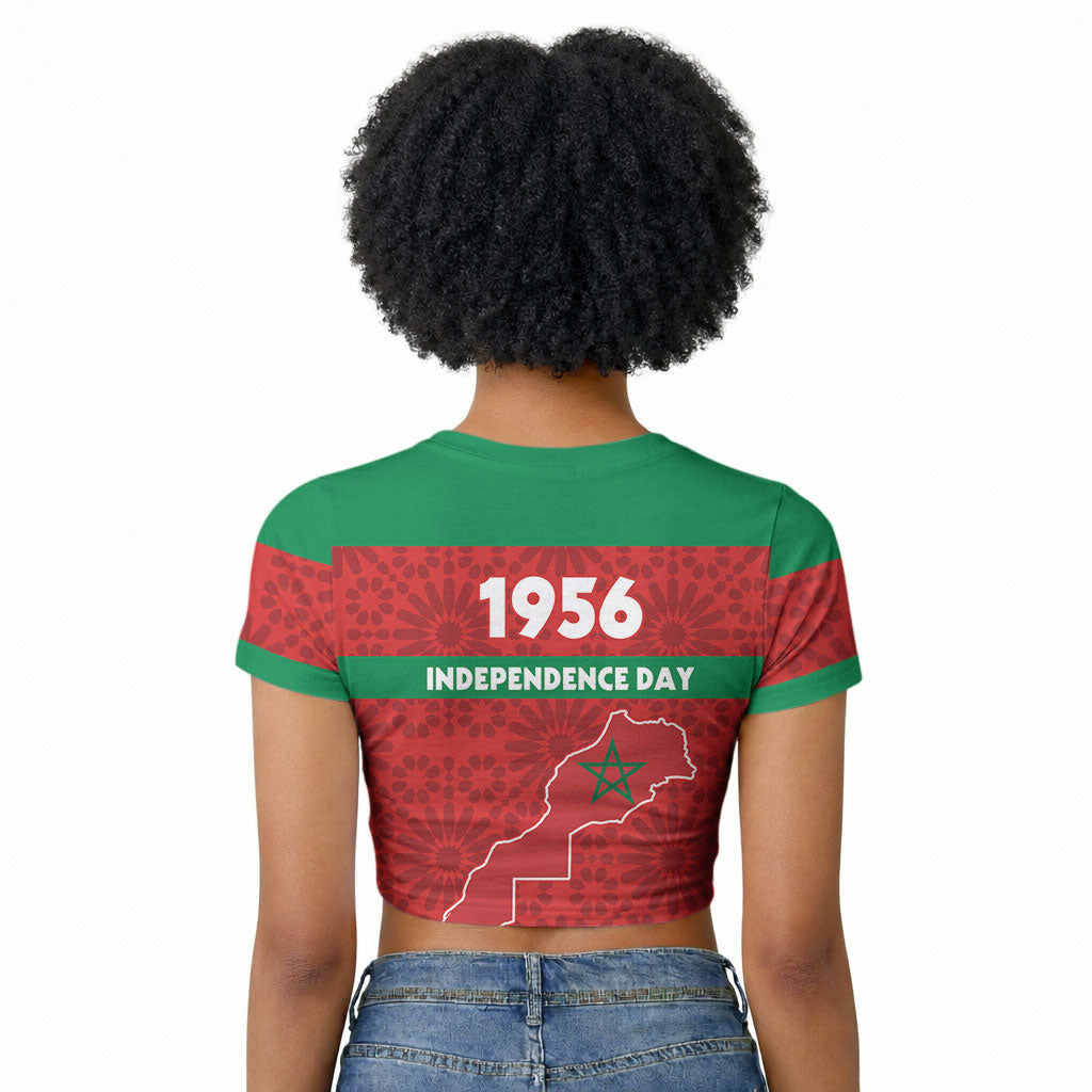 Morocco Independence Day 1956 Raglan Cropped T shirt