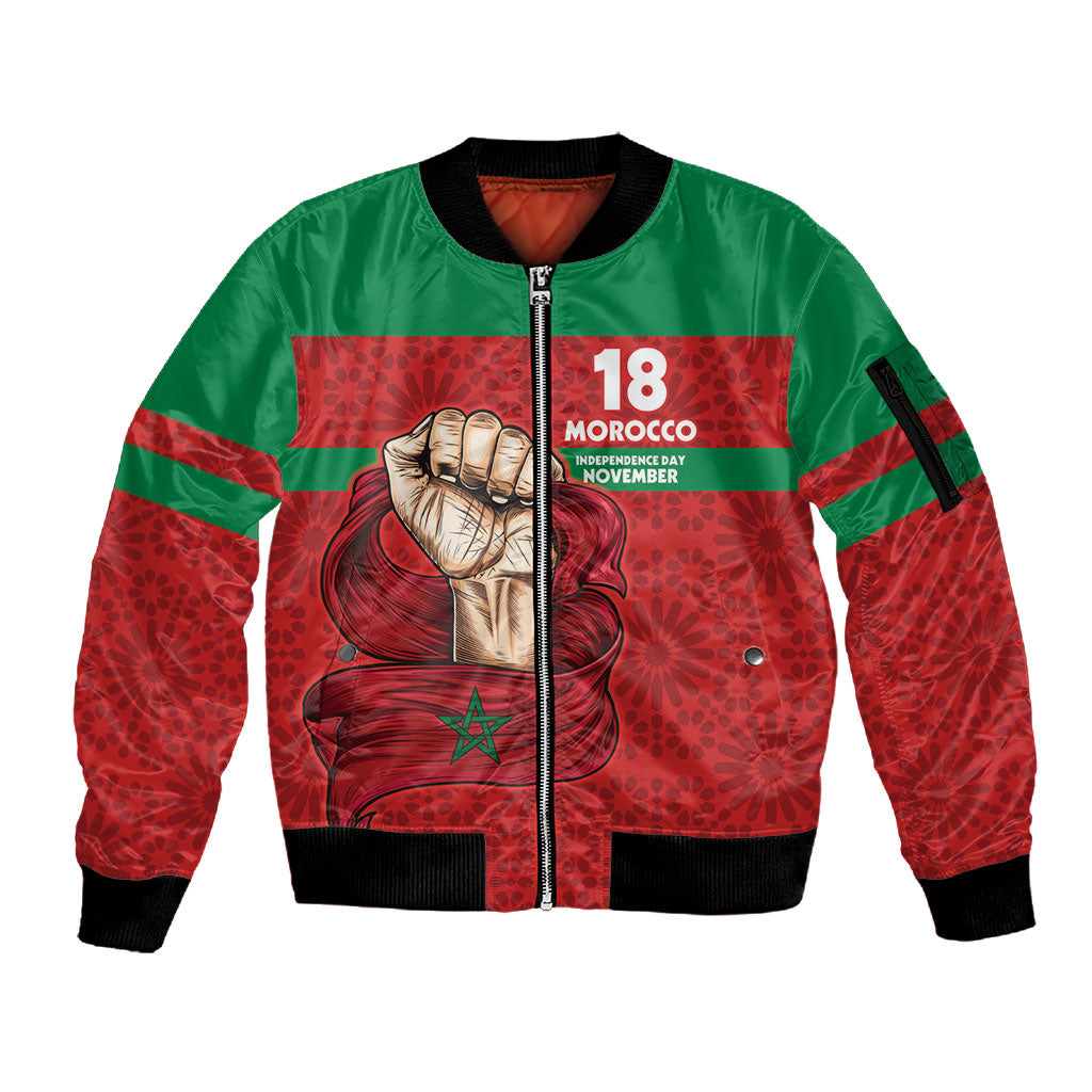 Morocco Independence Day 1956 Sleeve Zip Bomber Jacket