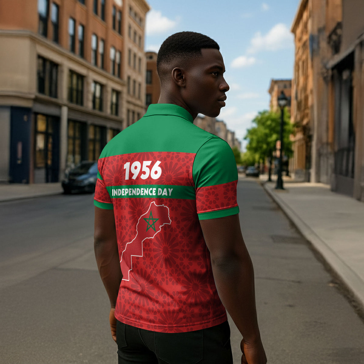 Morocco Independence Day 1956 Zipper Polo Shirt