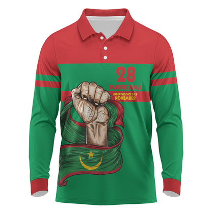 Mauritania Independence Day 1960 Long Sleeve Polo Shirt