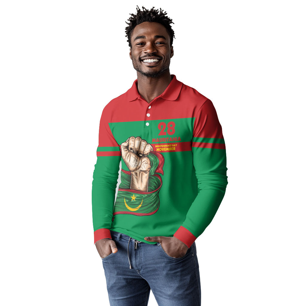 Mauritania Independence Day 1960 Long Sleeve Polo Shirt