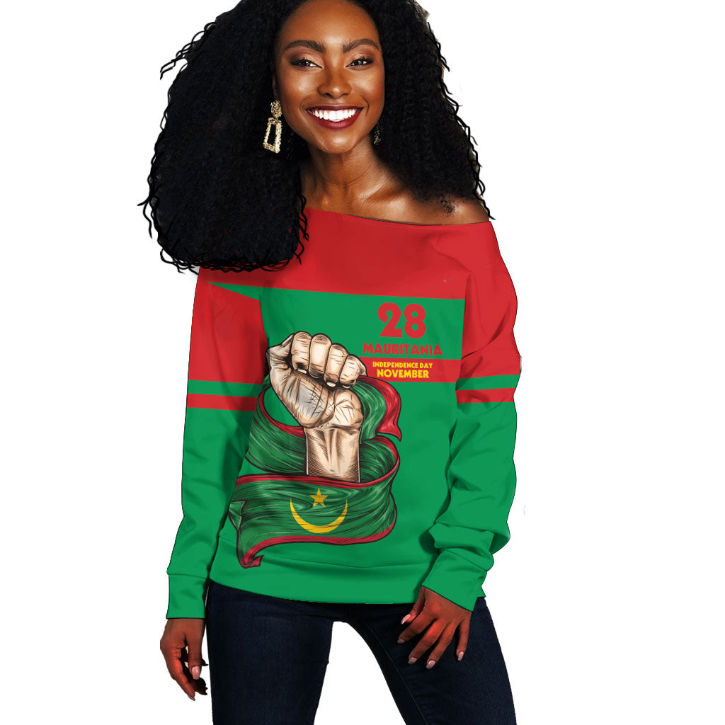 Mauritania Independence Day 1960 Off Shoulder Sweater