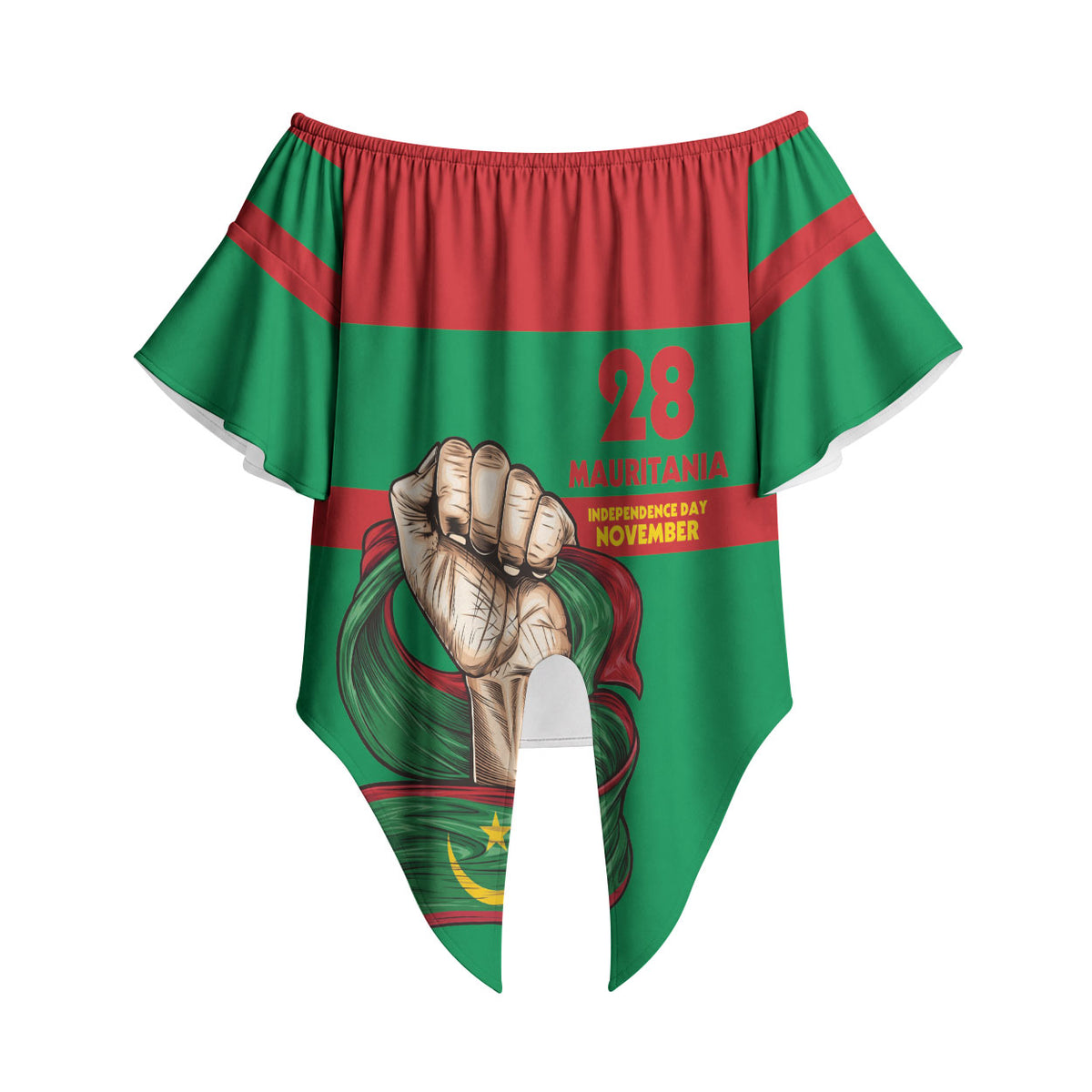 Mauritania Independence Day 1960 Off Shoulder Wrap Waist Top