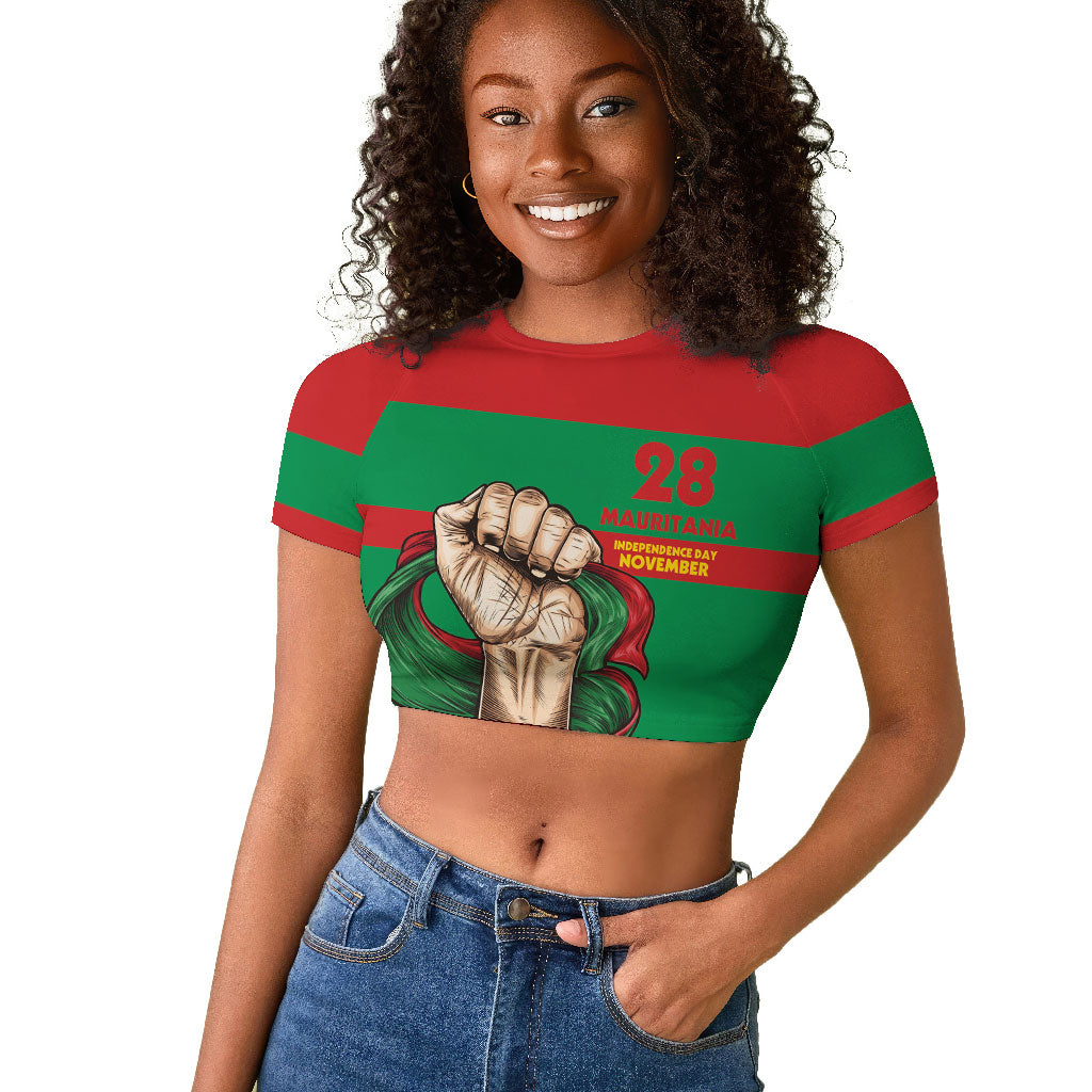 Mauritania Independence Day 1960 Raglan Cropped T shirt
