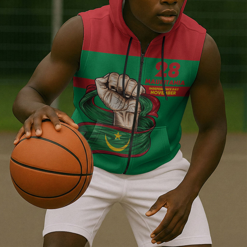 Mauritania Independence Day 1960 Sleeveless Zip Hoodie