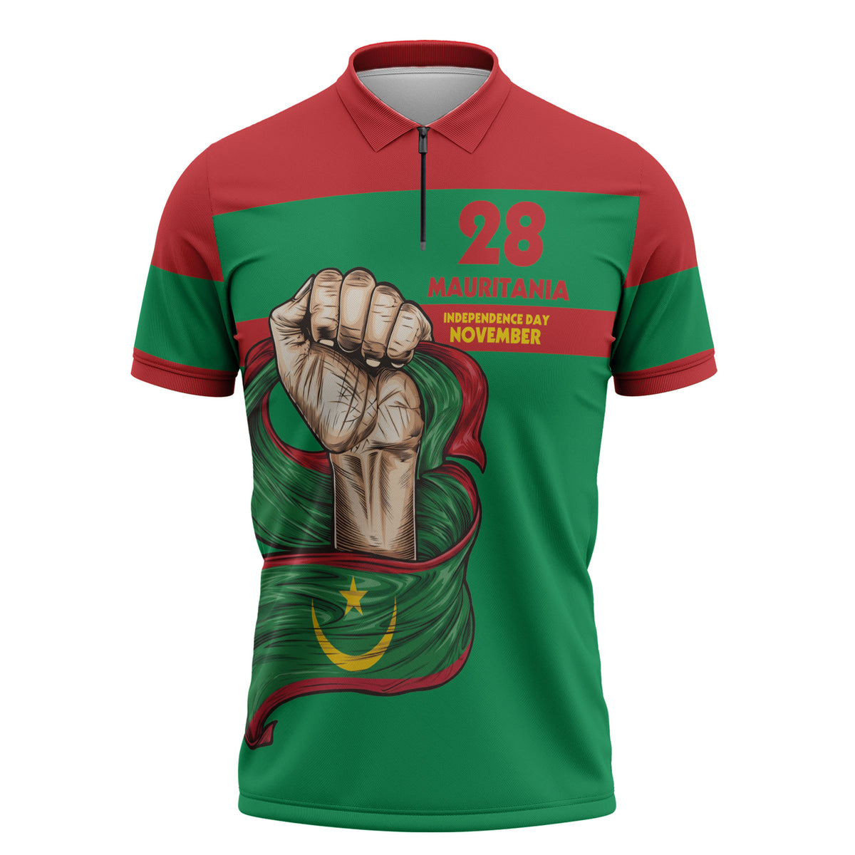 Mauritania Independence Day 1960 Zipper Polo Shirt