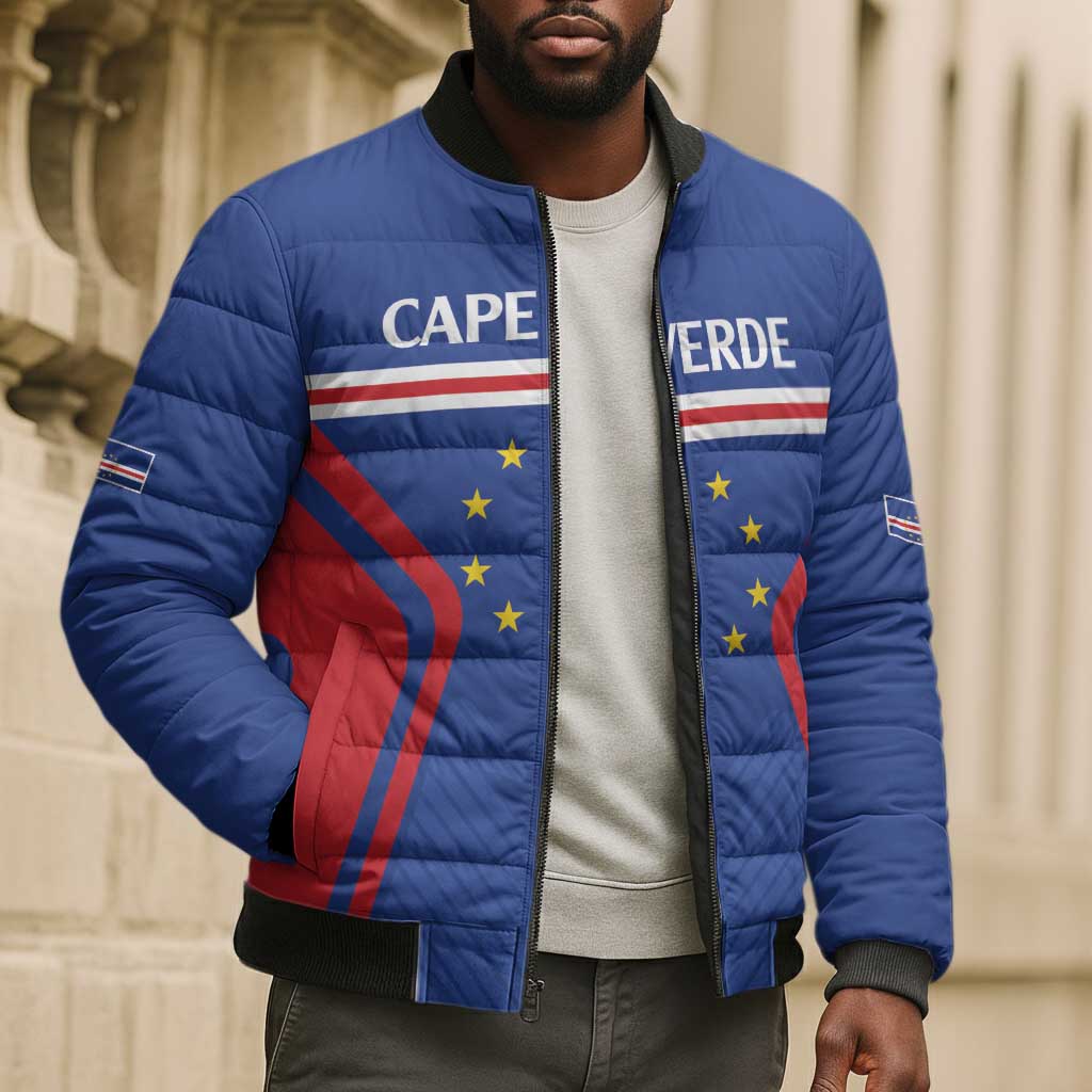 Custom Cape Verde Football Spirit Bomber Puffer Jacket Est 1979