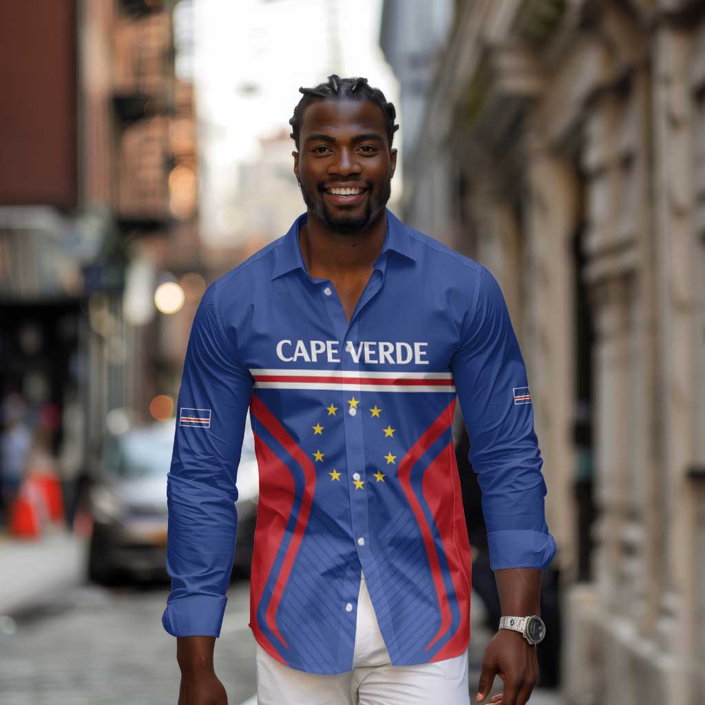Custom Cape Verde Football Spirit Long Sleeve Button Shirt Est 1979 - African Pride