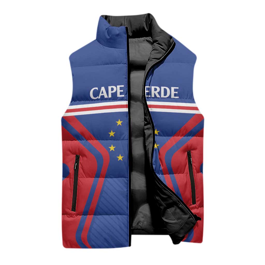 Custom Cape Verde Football Spirit Sleeveless Puffer Jacket Est 1979