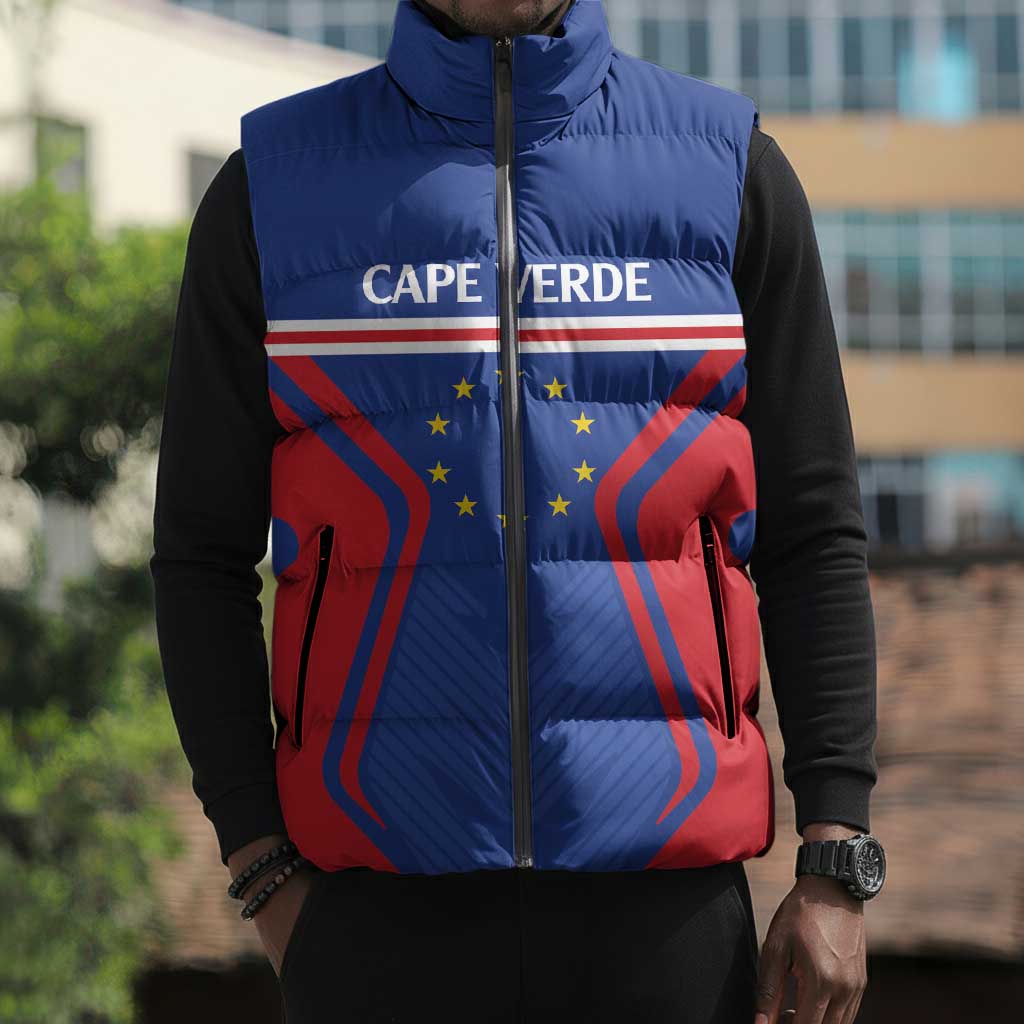 Custom Cape Verde Football Spirit Sleeveless Puffer Jacket Est 1979