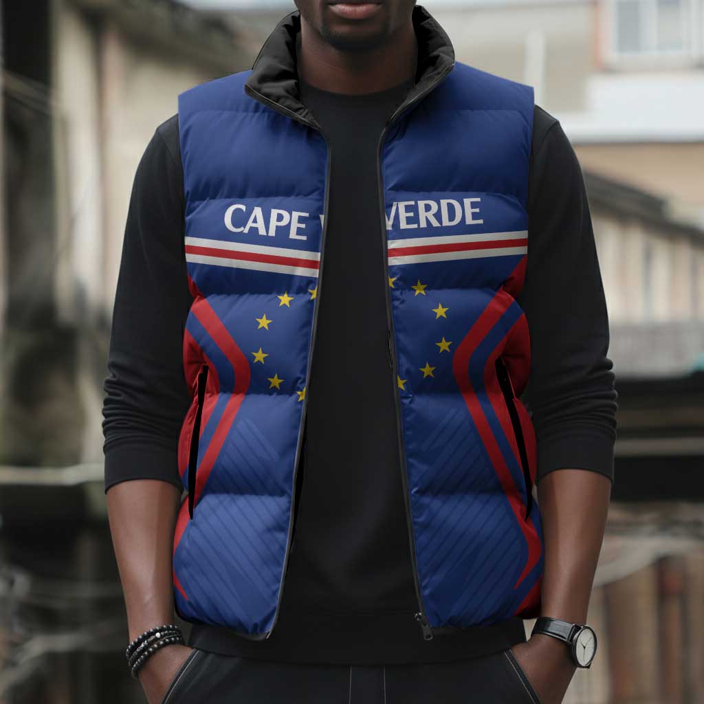 Custom Cape Verde Football Spirit Sleeveless Puffer Jacket Est 1979
