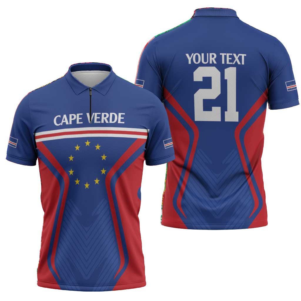 Custom Cape Verde Football Spirit Zipper Polo Shirt Est 1979