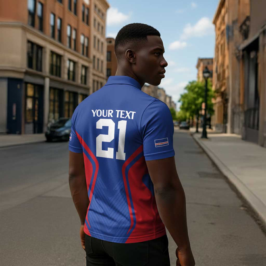 Custom Cape Verde Football Spirit Zipper Polo Shirt Est 1979