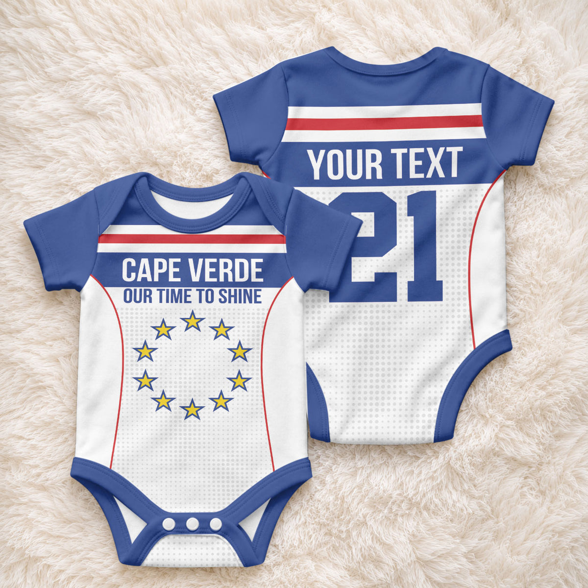 Custom Cape Verde Pride Baby Onesie Blue Sharks Rising
