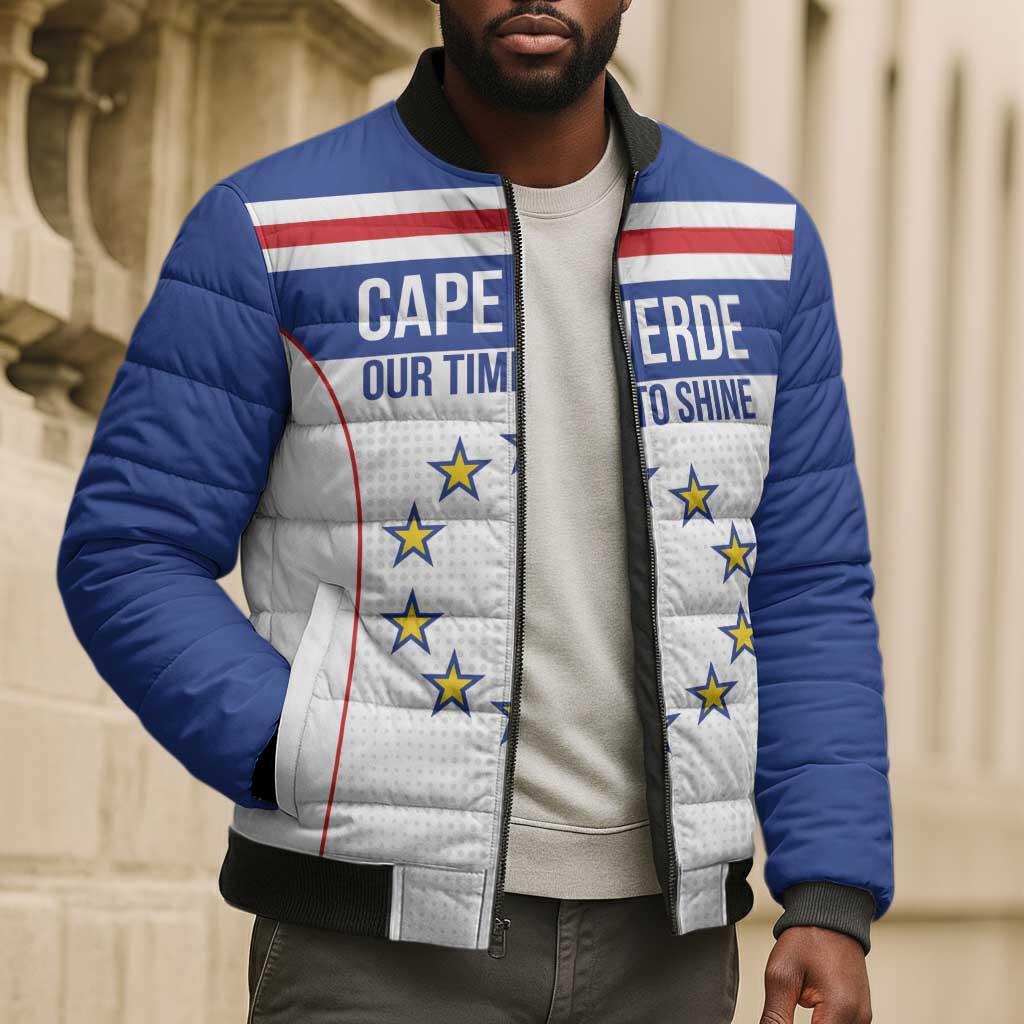 Custom Cape Verde Pride Bomber Puffer Jacket Blue Sharks Rising