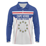 Custom Cape Verde Pride Long Sleeve Polo Shirt Blue Sharks Rising - African Pride