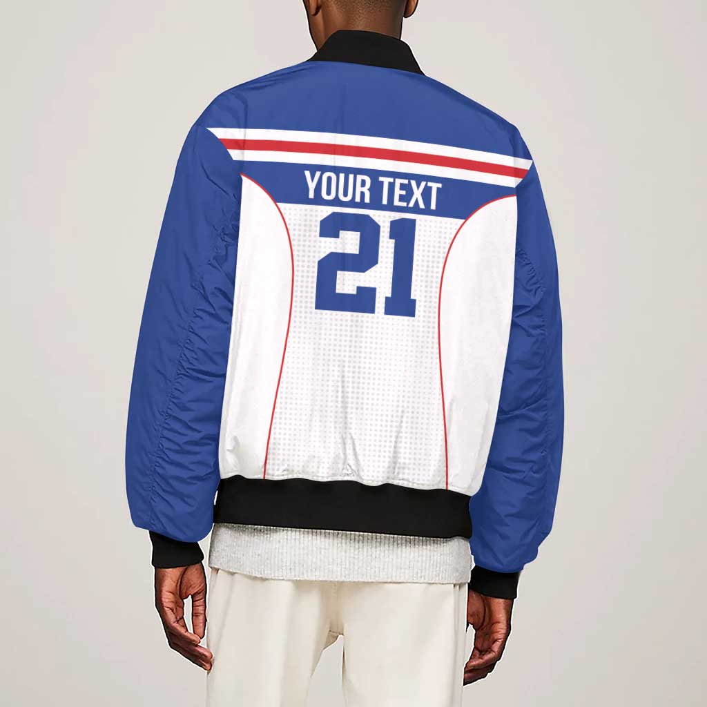 Custom Cape Verde Pride Sleeve Zip Bomber Jacket Blue Sharks Rising - African Pride