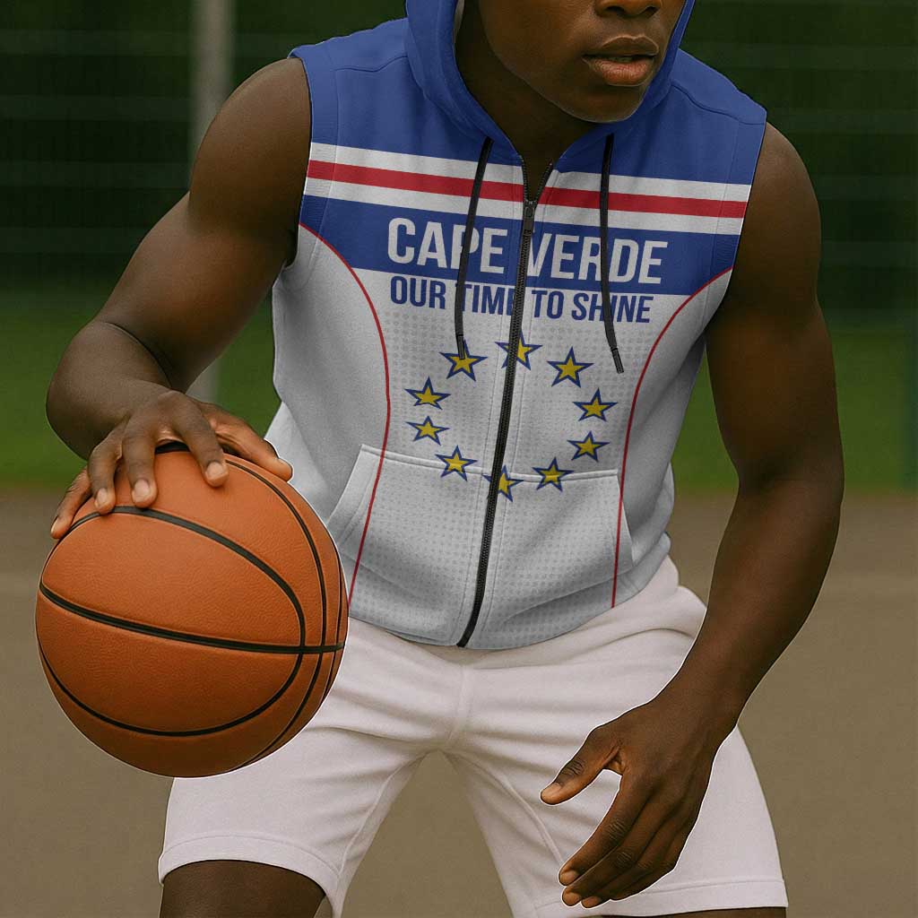 Custom Cape Verde Pride Sleeveless Zip Hoodie Blue Sharks Rising - African Pride