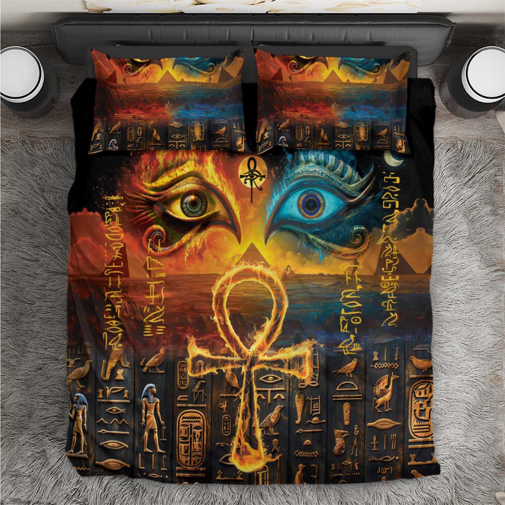 Eye of Ra and Eye of Horus Bedding Set Power and Magic Ancient Egyptian Mythology