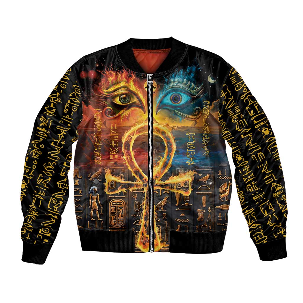 Eye of Ra and Eye of Horus Bomber Jacket Power and Magic Ancient Egyptian Mythology