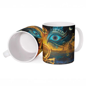 Eye of Ra and Eye of Horus Ceramic Mug Power and Magic Ancient Egyptian Mythology