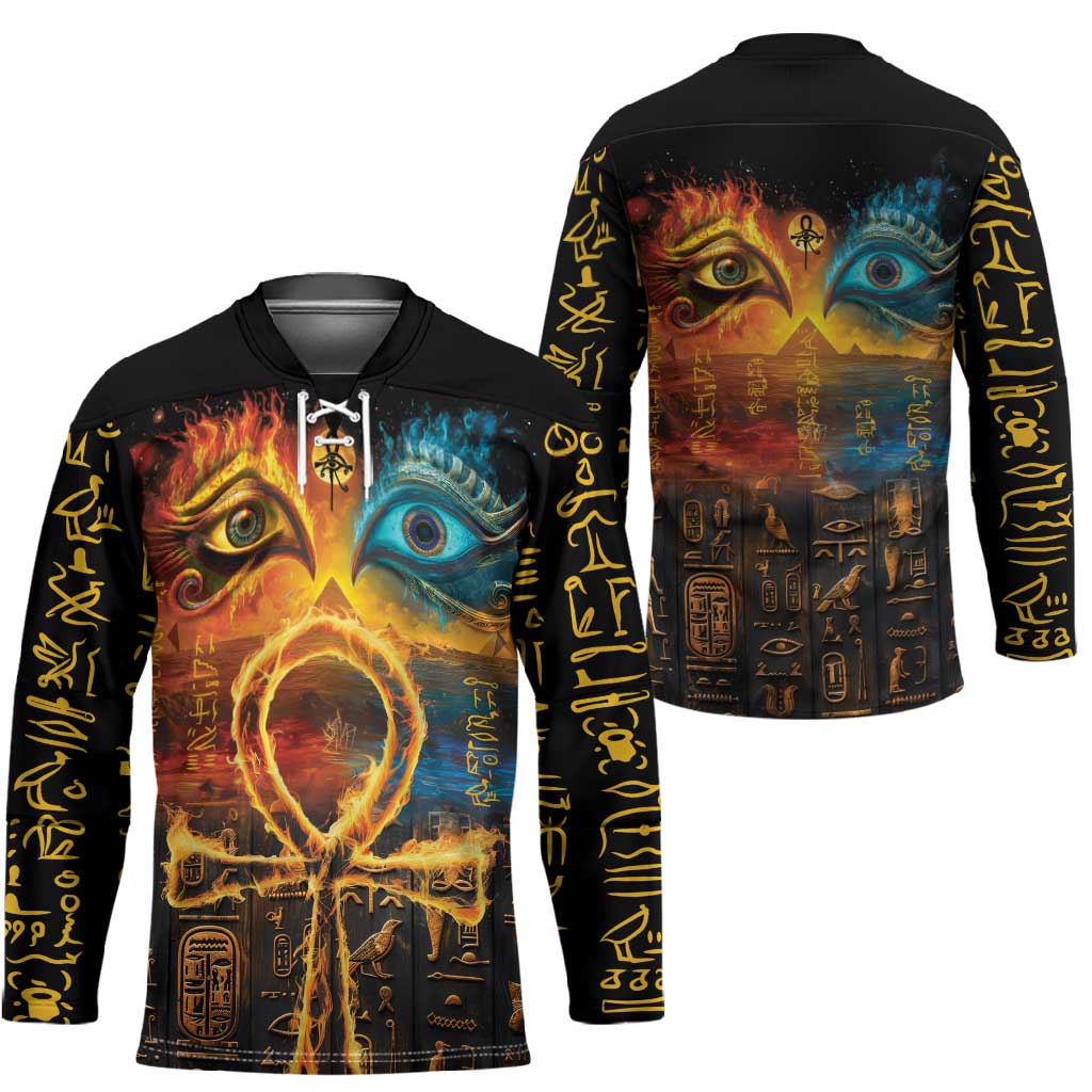 Eye of Ra and Eye of Horus Hockey Jersey Power and Magic Ancient Egyptian Mythology