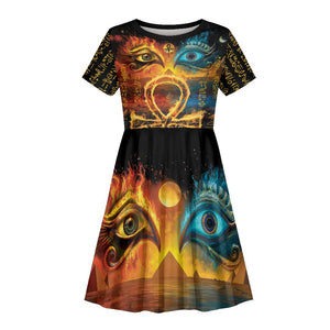 Eye of Ra and Eye of Horus Kid Short Sleeve Dress Power and Magic Ancient Egyptian Mythology