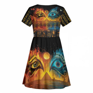 Eye of Ra and Eye of Horus Kid Short Sleeve Dress Power and Magic Ancient Egyptian Mythology