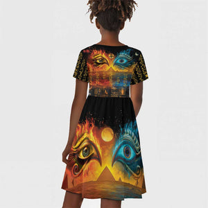 Eye of Ra and Eye of Horus Kid Short Sleeve Dress Power and Magic Ancient Egyptian Mythology