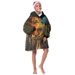 Eye of Ra and Eye of Horus Kid Wearable Blanket Hoodie Power and Magic Ancient Egyptian Mythology