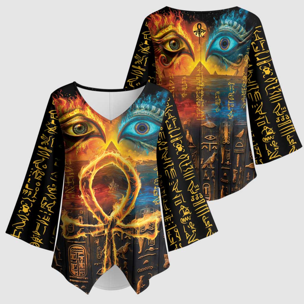Eye of Ra and Eye of Horus Kimono Sleeve Blouse Power and Magic Ancient Egyptian Mythology
