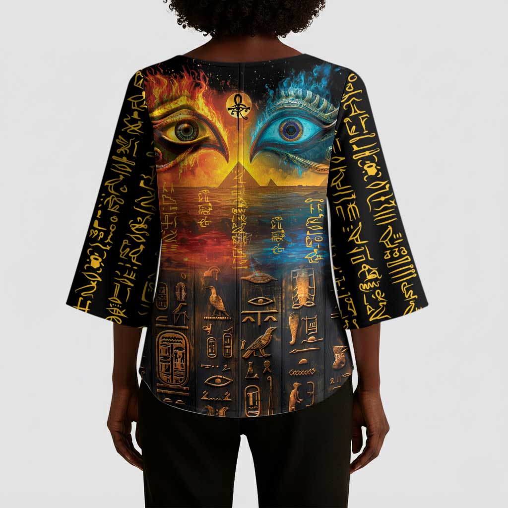 Eye of Ra and Eye of Horus Kimono Sleeve Blouse Power and Magic Ancient Egyptian Mythology