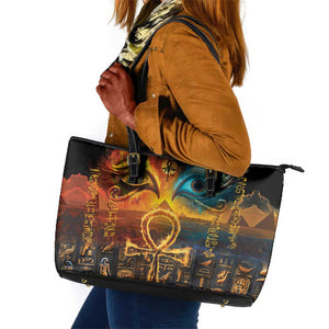 Eye of Ra and Eye of Horus Leather Tote Bag Power and Magic Ancient Egyptian Mythology