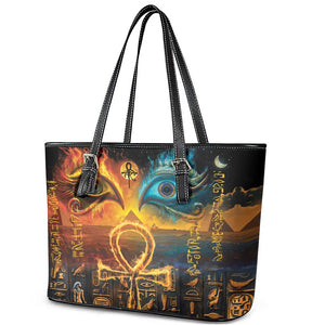 Eye of Ra and Eye of Horus Leather Tote Bag Power and Magic Ancient Egyptian Mythology